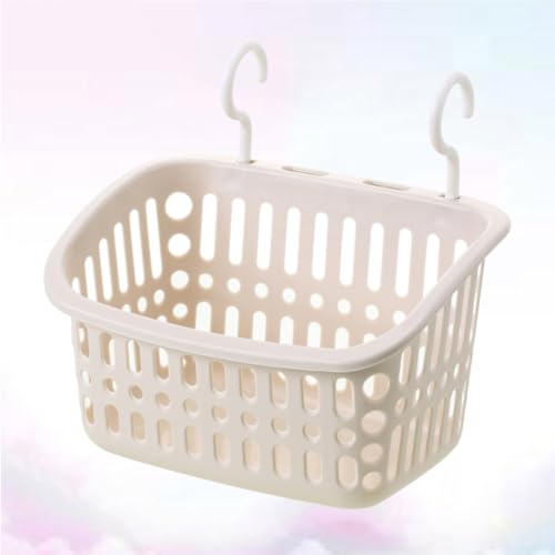 Cesta de almacenamiento beige de plástico resistente con diseño rectangular para el hogar 8