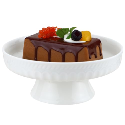 EIKS Ceramic Footed Bowl Display Stand Plate, (Dia. 8-inch)