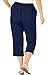 Woman Within Plus Size Seersucker Pull-On Elastic-Waist Capri Pants - 12 W, Navy Gingham