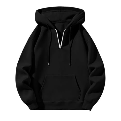 Mens Hoodies Quarter Zip Fleece Oversized Sweatshirt with Pocket - image 5