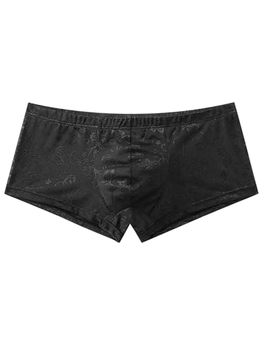 ABAFIP Men's Lace Boxer Briefs Floral Mesh Breathable Sheer See Through Low Waist Pouch Underwear