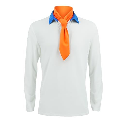 Halloween Costume for Men White Shirt Neck Scarf Set Adult Classic Movie Cosplay Long Sleeves Tops with Neckerchief 3XL