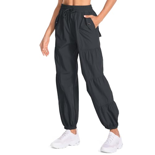 Jessie Kidden Womens Baggy Parachute Pants Drawstring Elastic Loose Jogger for Women Casual Lightweight Hiking