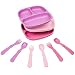 Re-Play Made in The USA Dinnerware Set - 3pk Divided Plates with Matching Utensils Set (Princess)