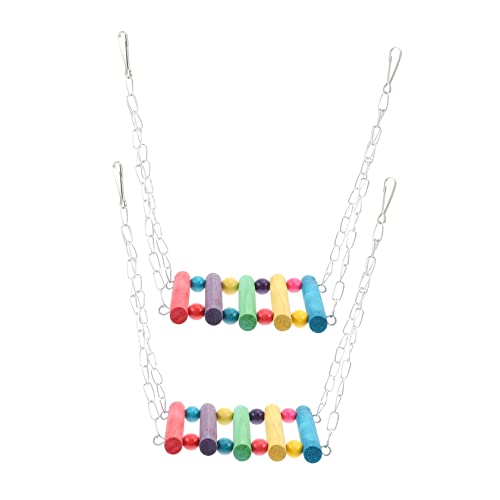 POPETPOP 2Pcs Bird Parrot Swing Rope Bridge for Parakeets Natural Texture Perch Accessory for Exercise and Balance Development and Design