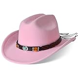 Ekulforg Cowboy Hat for Kids Cowgirl Hat for Toddler Cowboy Hat with Buckle Belt Sombrero Vaquero para Niña (US, Age, 5 Years, 12 Years, Pink 1#)