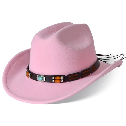 Ekulforg Cowboy Hat for Kids Cowgirl Hat for Toddler Cowboy Hat with Buckle Belt Sombrero Vaquero para Nia (US Age 5 Years 12 Years Pink 1#)