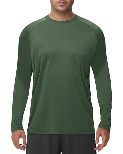 Image of Long Sleeve Shirts for Men - Quick Dry Moisture Wicking UV UPF Sun Protection T-Shirts for Fishing Workout Swim