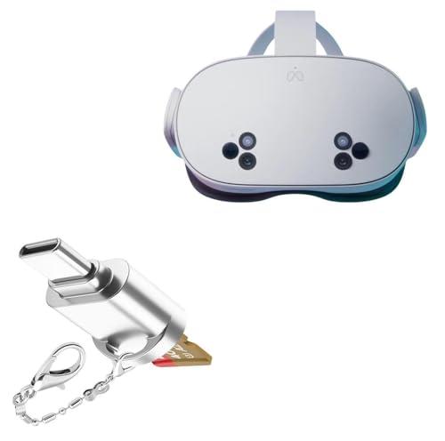 BoxWave Adapter Compatible with Meta Quest 3S - Micro SD Card miniReader, USB Type-C OTG Reader USB3.0 Adapter Keychain - Metallic Silver