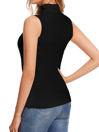 Women's Sleeveless Turtlenecks for Women Ribbed Sleeveless Sweater Vest3