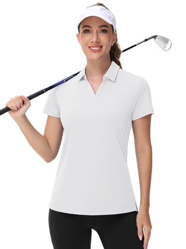 Image of TACVASEN Women's V-Neck Polo Shirts UPF 50+ Short Sleeve Sun Protection Quick Dry Golf Polos Collared Shirt