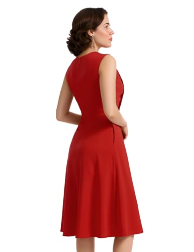 Image of Bbonlinedress Womens Vintage Summer Cocktail Dress Sleeveless Tea Party Retro Formal Wedding Guest A-line Midi Sundress