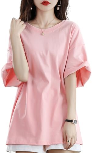 Women's T-Shirt, 100% Cotton, Cut &amp; Sew Top, Short Sleeve, Loose, Plain, Half Sleeves, Plus Size, Spring, Summer