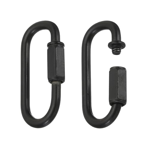 MECCANIXITY Chain Connectors, 6mm Thick Quick Link Screw Lock Oval Clips for Chandelier Pendant Lights, Black, Pack of 2