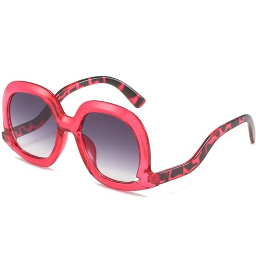 Lunettes de soleil carrées à nuances dégradées rouge gris uniques et monture tendance LVTFCO