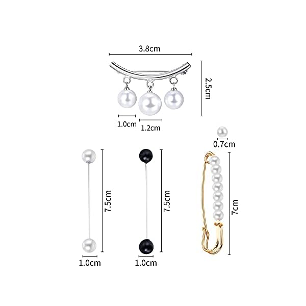 Quesuc 3 Pieces Sweater Shawl Clips Dresses Cardigan Collar Brooch Clip Vintage Shirts Clips for Women Girls - Image 4