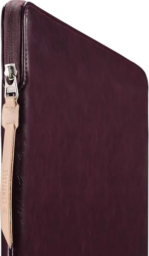 Image of CONTACTS Slim Protective Laptop Sleeve 13-13.3 Inch Compatible with 13 Inch MacBook Pro & MacBook Air, Faux Leather Bag Water-Resistant Cover Notebook Computer Case for Mac - Brown