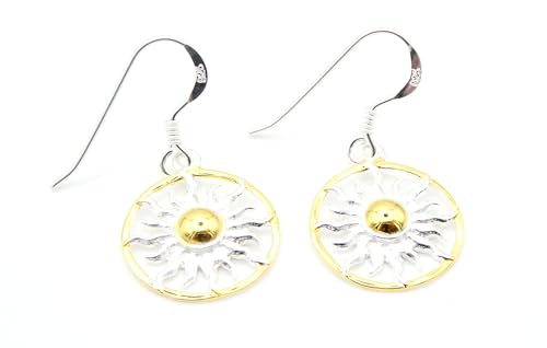 Boucles d'oreilles soleil en argent 925 filigrane et plaqué or