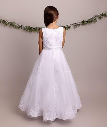 Robe blanche en dentelle robe longue fille mariage communion - 3