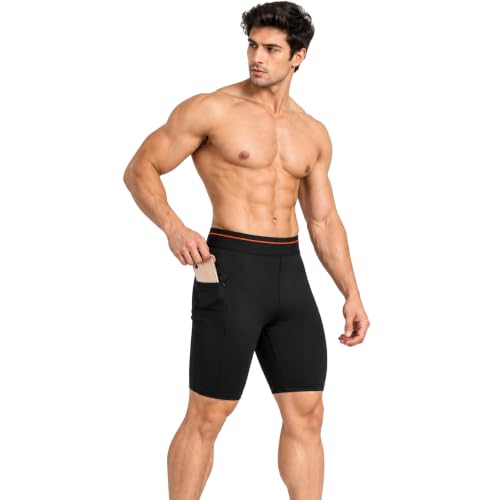 Image of NINQ Mens 2 Pack Polyester Yoga Short Men Summer Running Gym Sports Shorts with Pockets Shorts for Men (in, Alpha, 2XL, Regular, BLACK2)