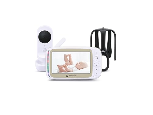 Motorola Nursery Baby monitor VM45 CONNECT con telecamera Wi-Fi e monitor da 5', visione HD 720p, comunicazione bidirezionale, controllo della temperatura, supporto per culla Stargrip, lunga portata