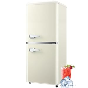 3.8 Cu.Ft Retro Fridge with Bottom Freezer and Drawer, 2 Door Refrigerator with 7 Adjustable Temperature Settings for Bedroom, Dorm, Office, Apartment, Large Capacity, White