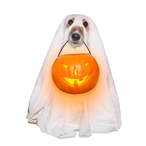 Huayeex Disfraz de Fantasma para Perro - Disfraces Blancos para Perros | Accesorios para Mascotas Ropa Disfraz Perros Gatos Truco O Trato Fiestas Paseos Fotos Complementos