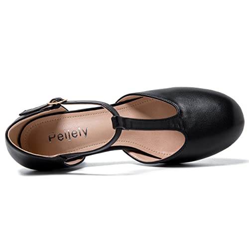 Womens T Strap Mary Jane Shoes Chunky Block Heel Ankle Strap Buckle Dress Pumps4