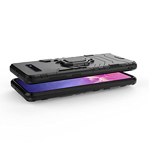 Image of Pikkme D5 Tough Armor Bumper Back Cover Case for Samsung Galaxy S10E |Ring Holder & Kickstand in-Built (Black)