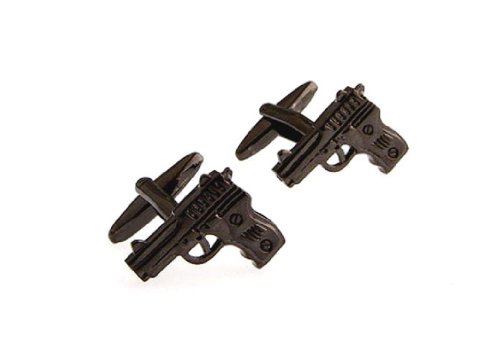 MRCUFF Pistol Handgun Gunmetal Black Gun Pair Cufflinks in a Presentation Gift Box & Polishing Cloth2