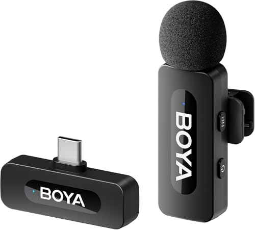 Boya BY-V10 2.4 ghz Omnidirectional Wireless Microphone System with a Transmitter & Receiver for Type-C Devices & Android. for Vlog, Social Media, YouTube Content with Rechargeable Battery. 50m Range (Image - 1)