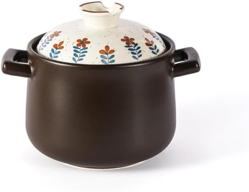 耐熱・乾焼防止 日本風陶土鍋 二層メタル構造 万古焼風電気炊飯器(ガスコンロ、IH、直火対応)5.0リットル ラージ (3L)