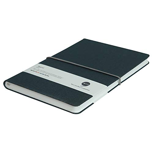 Image of COMMA Regina - A5 Size - Hard Bound Notebook with a Horizontal Elastic Band Closure - 192 Pages - 80gsm Natural Shade Paper - Fabric Cover Material - (Greyish Green)