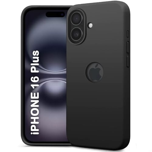 Image of TheGiftKart Liquid Silicone Back Cover Case for iPhone 16 Plus | Soft Micro-Fibre Lining Inside | Camera & Screen Protection | Shockproof Back Cover for iPhone 16 Plus (Silicone, Rich Black)