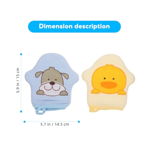 Image of Healifty 2Pcs Baby Bath Sponge Mitts, Soft Animal Washcloths for Newborn and Toddler, Kids Shower Loofah Scrubber Set with Hanging Loop, Dog and Duck