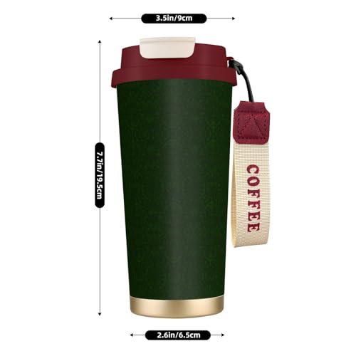 Hunter Green Trinkflasche mit Strohhalm-Deckel, Edelstahl, breite Öffnung, isoliert, auslaufsicher, für Damen, Rot