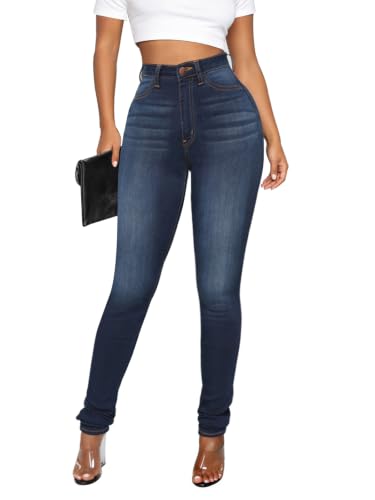 KUNMI Women's High Waisted Skinny Butt Lifting Stretchy Tummy Control Jeans