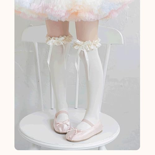Loose Socks Lace Calf Socks Bowknot High Boot Socks Leg Long Knee Stockings Breathable Children Socks3