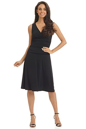 Rekucci Women's Slimming Sleeveless Fit-And-Flare Tummy Control Dress (8, Black) #TOP1