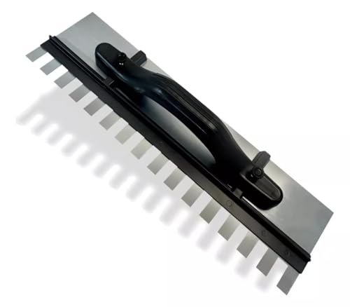Llana Dentada Regulable – 430mm x 120mm | Herramienta profesional de acero galvanizado y mango ergonómico para colocación precisa de pisos, azulejos y porcelanatos.