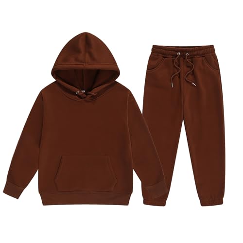 Lista de Sudaderas con capucha para Niño para comprar online. 45 Chándal para niñas y niños, 2 piezas, sudadera atlética con capucha + pantalones deportivos para correr, juegos de ropa de gimnasia para niños, Café, 10-11 Años