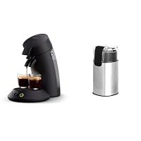 Philips Senseo Original Plus Kaffeepadmaschine & Amazon Basics – Elektrische Kaffeemühle, Edelstahl – Ansicht 1