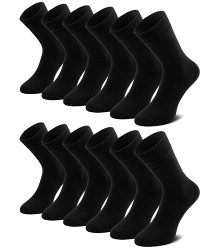 QINCAO 6 Paar Socken Herren Damen Baumwolle Herrensocken Schwarz Sport Socks Atmungsaktive,S