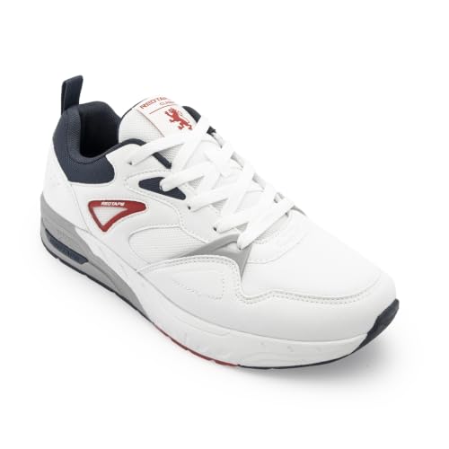 Image of Red Tape Men's Sneakers White Grey Pu Mesh Round Lace-Up