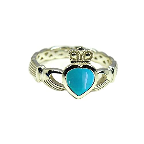 Image of Choose Your Color Natural Gemstone Irish Claddagh Silver Ring Friendship Love 55 Carat Brand Size 5 to 12