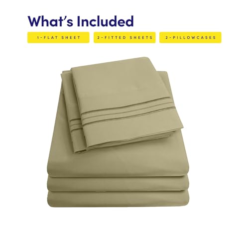 Image of 1500 Supreme Collection Extra Soft Split King Sheets Set, Sage - Luxury Bed Sheets Set with Deep Pocket Wrinkle Free Bedding, Over 40 Colors, Split King Size, Sage