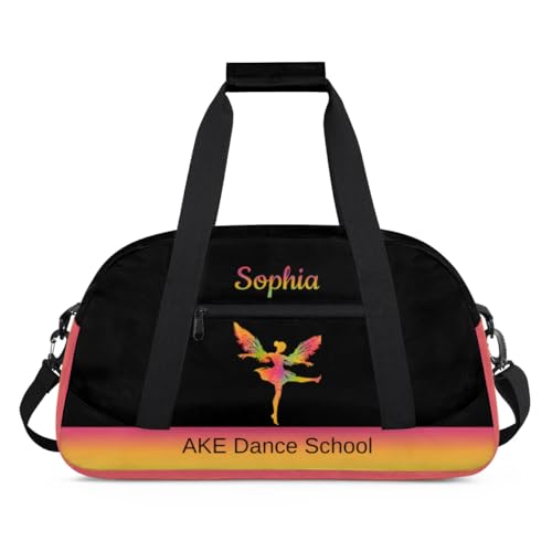 Orange Dance Bag for Girls 5-7 Customized Dance Duffel Bag for Girls Sports Bag for Kids Gym Bag Small Dance Tote As Gifts for Girls Gradient Orange Dance Bag