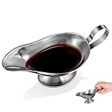 2PCS Gravy Boat Stainless Steel 5oz Sauce Pitcher Ergonomic Handle No-Drip Spout for Meat Gravy Salad Dressing Milk Syrup Dishwasher Safe Modern Silver Serving Dish
