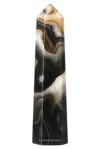 Amazing Gemstone Black Banded Agate Onyx Crystal Towers ~ Natural Healing Crystal Point Obelisk for Reiki Healing and Crystal Grid (2' to 3' Inch)