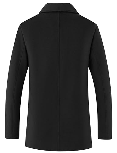 wantdo Men's Single Breasted Pea Coat Windproof Winter Coat Classic Notched Collar Military Jacket2